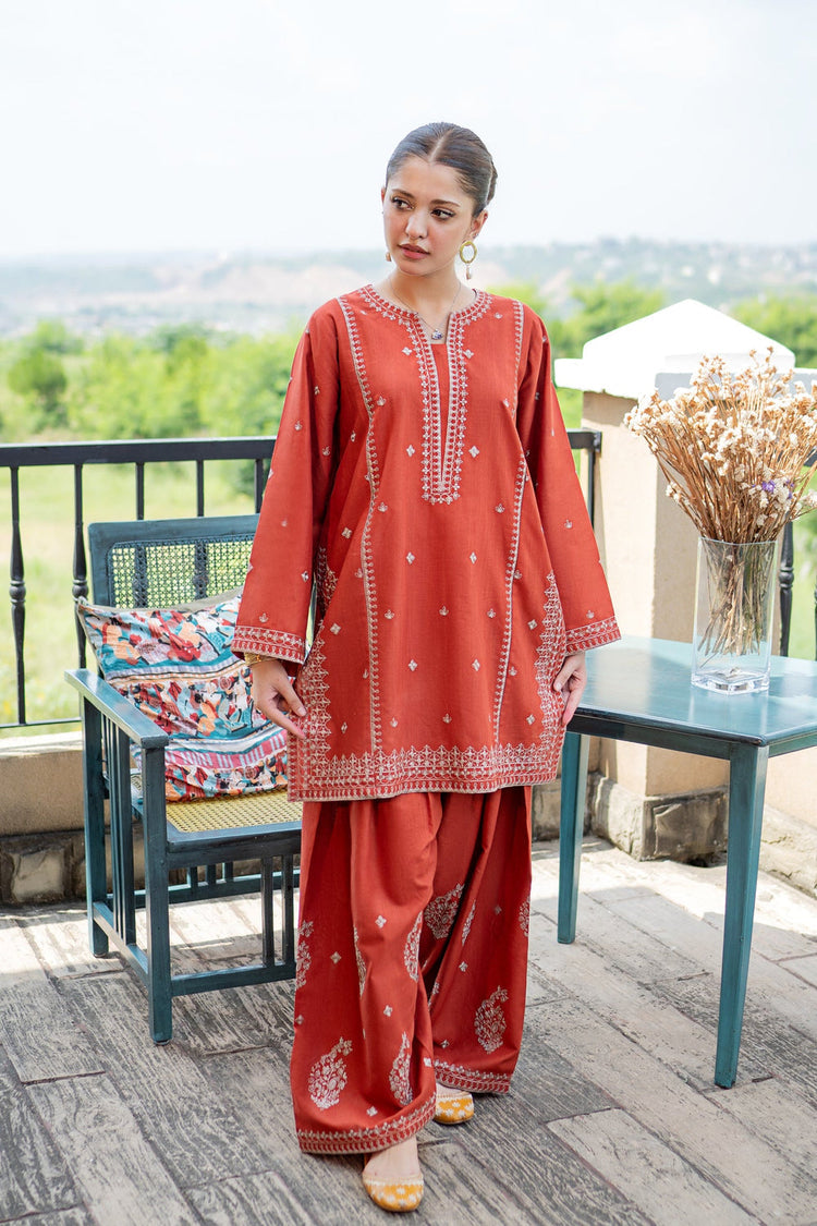 URGE-2PIECE LAWN EMBROIDERED SHIRT WITH LAWN EMBROIDERED TROUSER