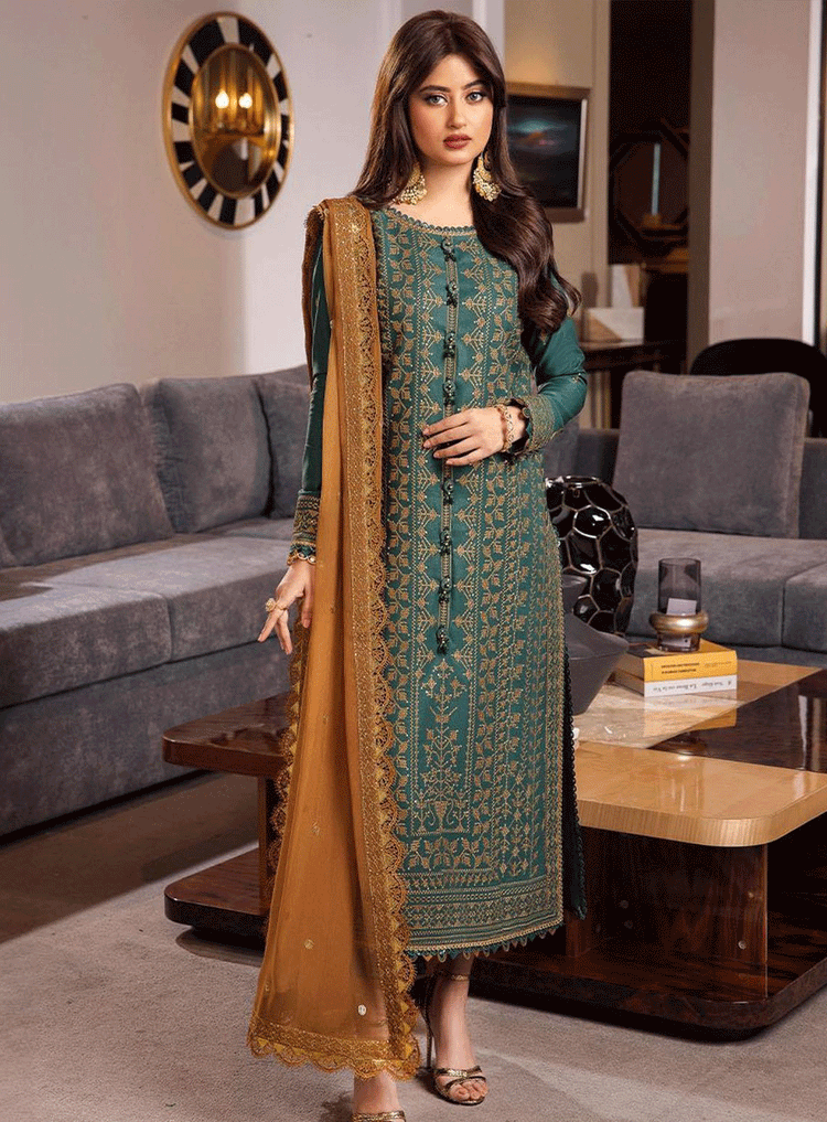 ASIM JOFA 3PC Heavy Embroidered Lawn Set