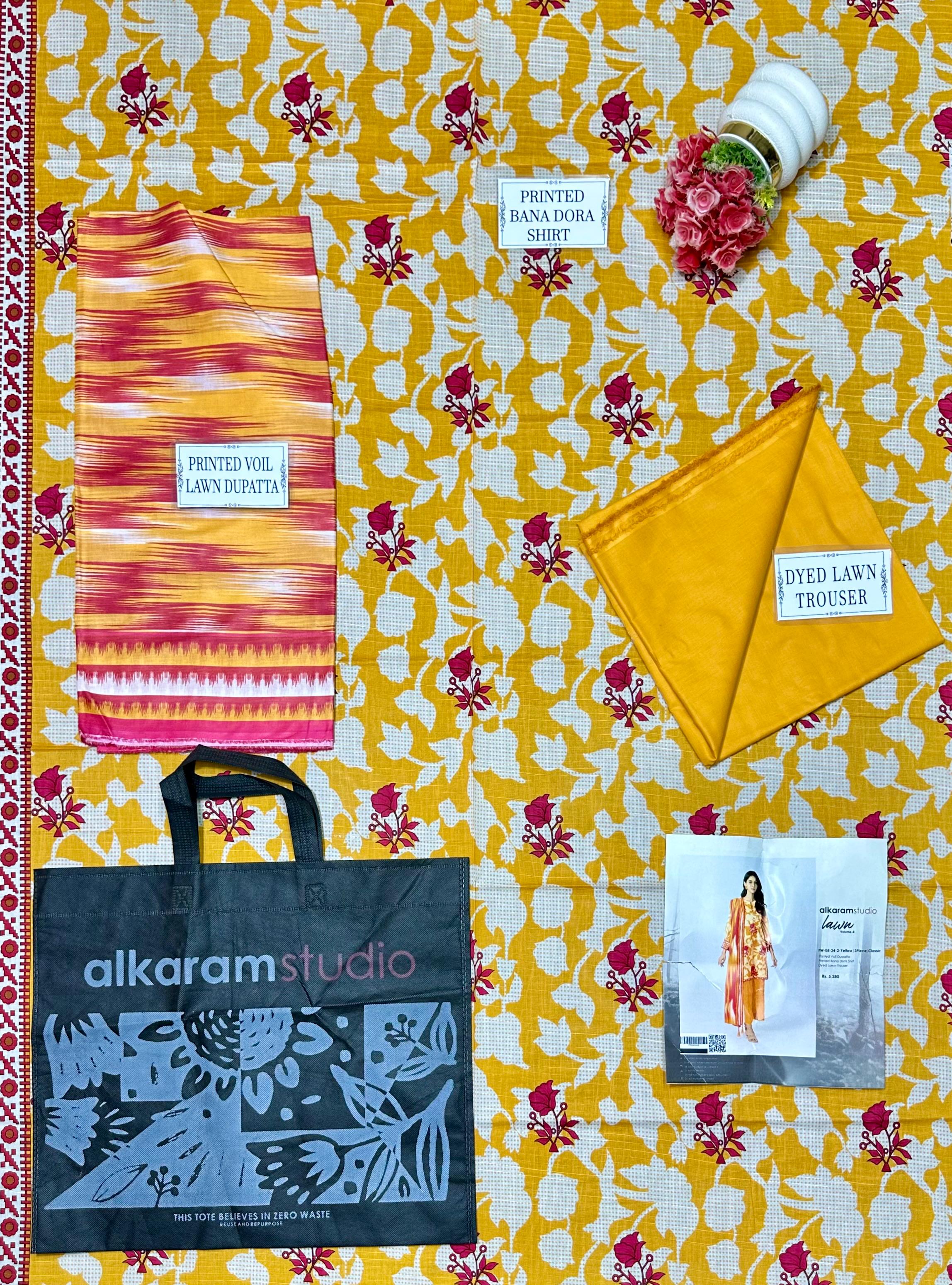 Alkaram Printed Lawn Suit 3pc
