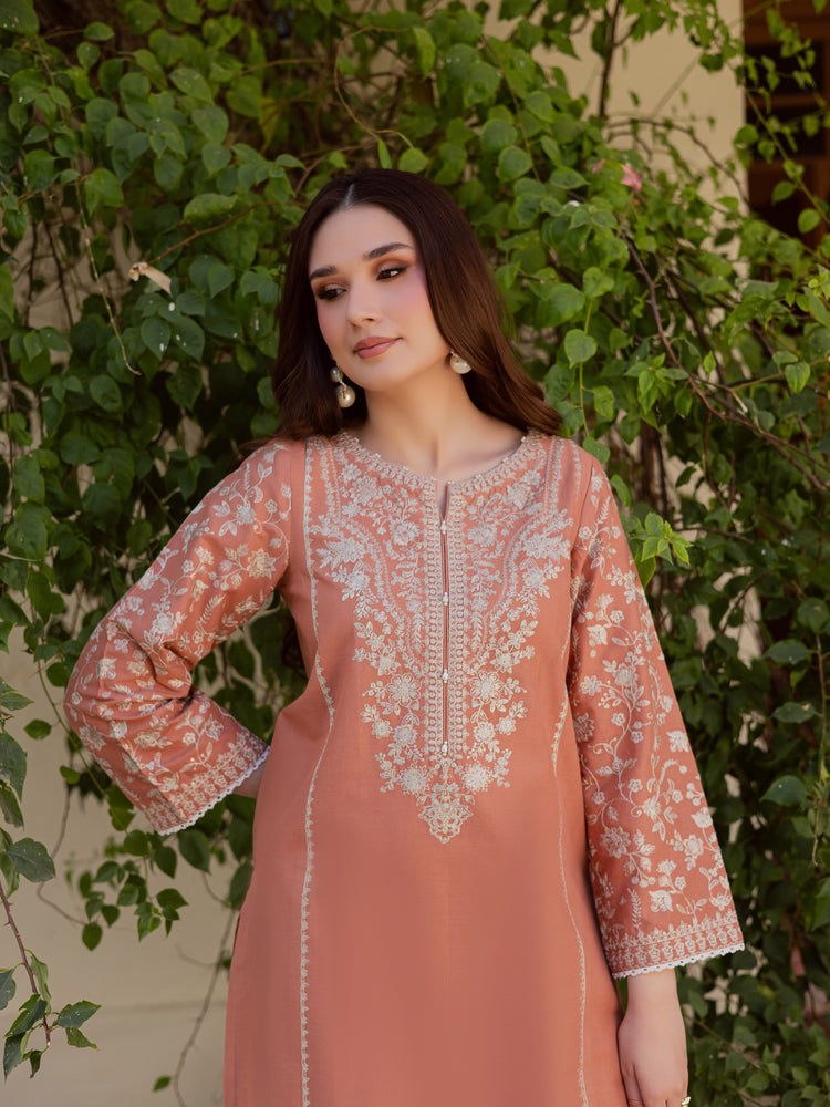 BATIK-2PIECE LAWN SEQUIN EMB SHIRT WITH LAWN EMB SLEEVES