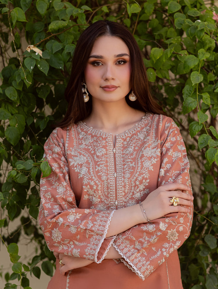 BATIK-2PIECE LAWN SEQUIN EMB SHIRT WITH LAWN EMB SLEEVES