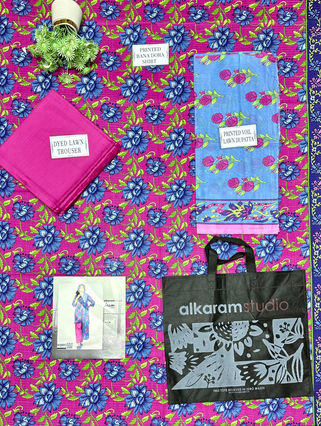 Alkaram Printed Lawn Suit 3pc