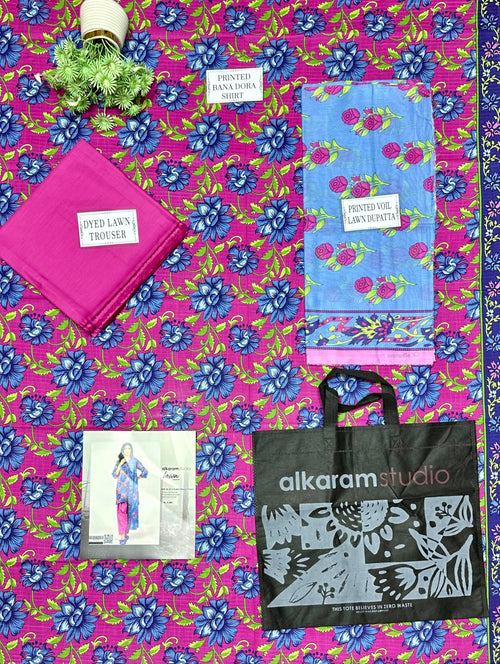 Alkaram Printed Lawn Suit 3pc