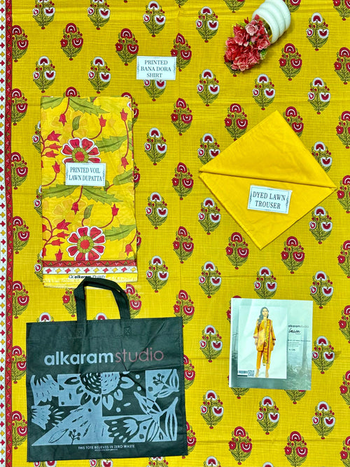 Alkaram Printed Lawn Suit 3pc