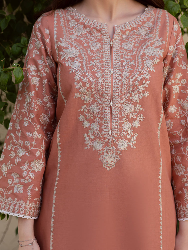 BATIK-2PIECE LAWN SEQUIN EMB SHIRT WITH LAWN EMB SLEEVES