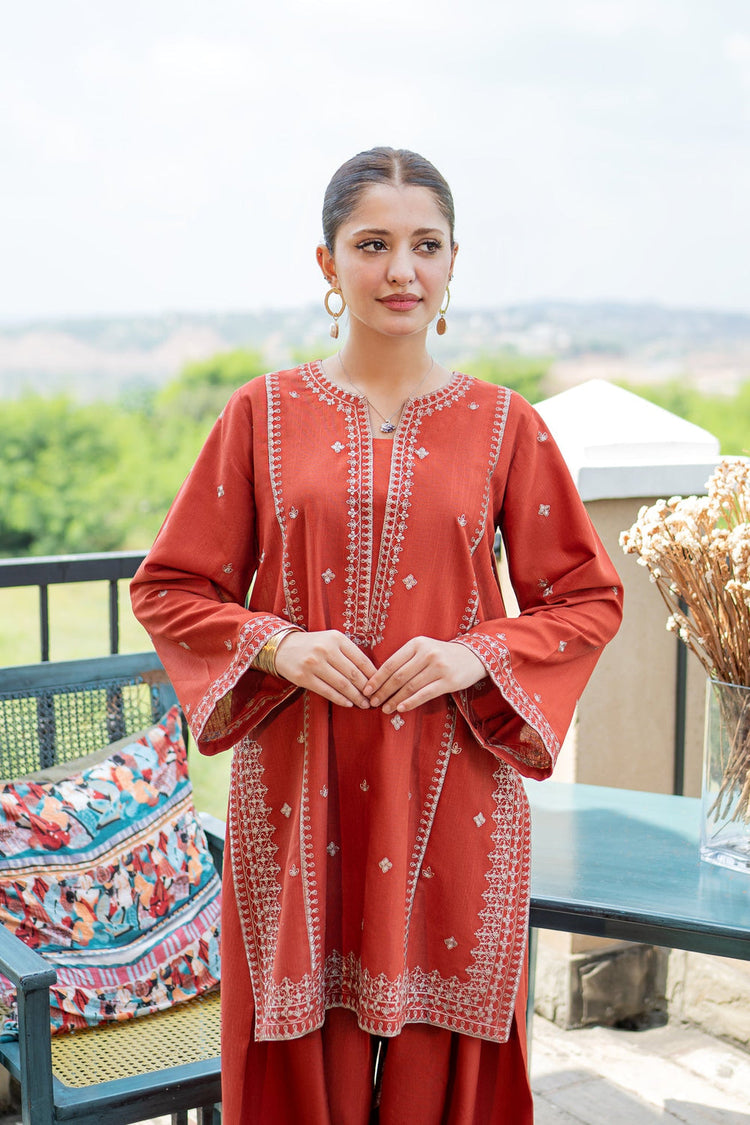 URGE-2PIECE LAWN EMBROIDERED SHIRT WITH LAWN EMBROIDERED TROUSER