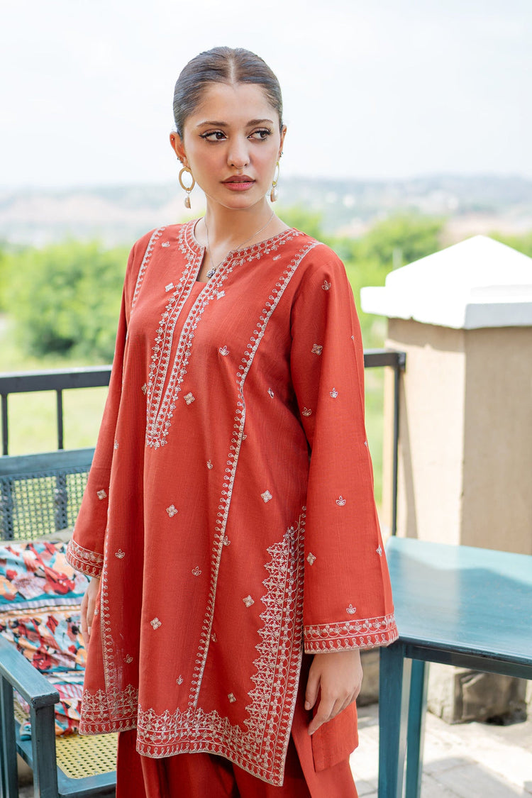 URGE-2PIECE LAWN EMBROIDERED SHIRT WITH LAWN EMBROIDERED TROUSER