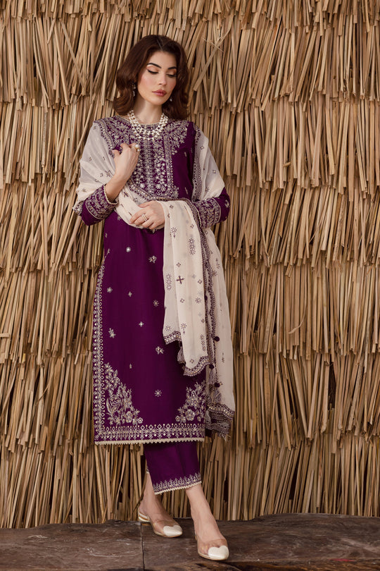 Solace 3Pc - Embroidered Dress