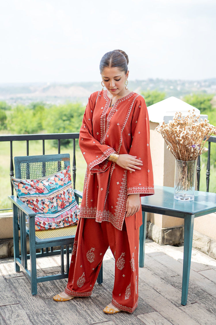 URGE-2PIECE LAWN EMBROIDERED SHIRT WITH LAWN EMBROIDERED TROUSER