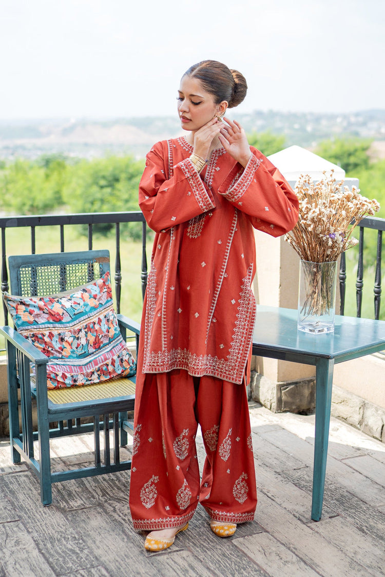 URGE-2PIECE LAWN EMBROIDERED SHIRT WITH LAWN EMBROIDERED TROUSER