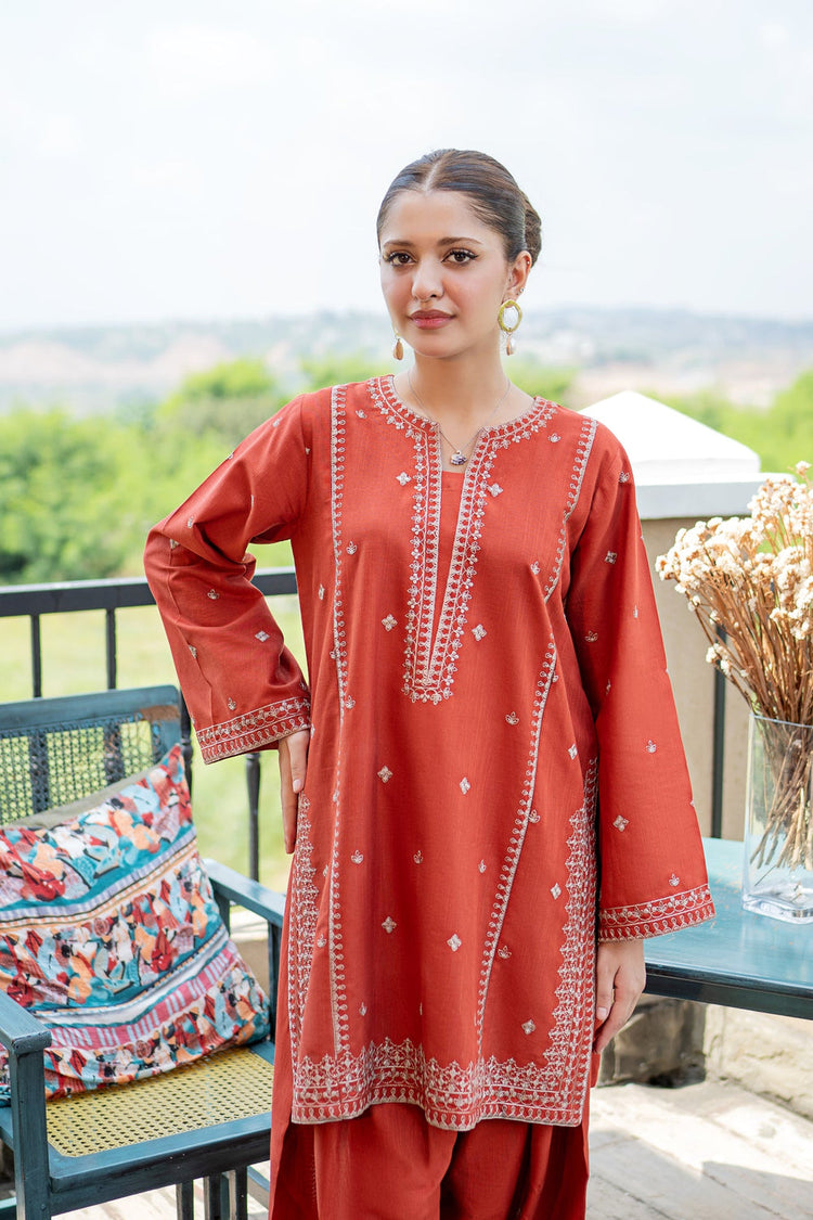 URGE-2PIECE LAWN EMBROIDERED SHIRT WITH LAWN EMBROIDERED TROUSER