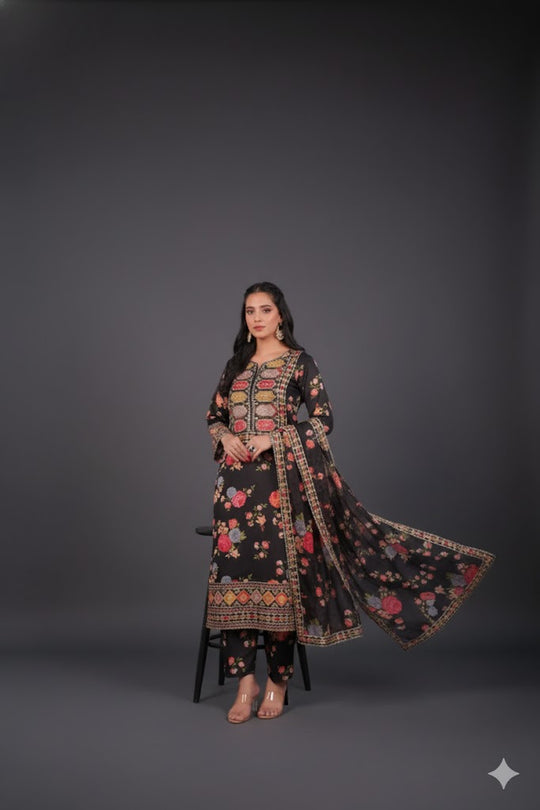 Luxy Black Embroidered Dress